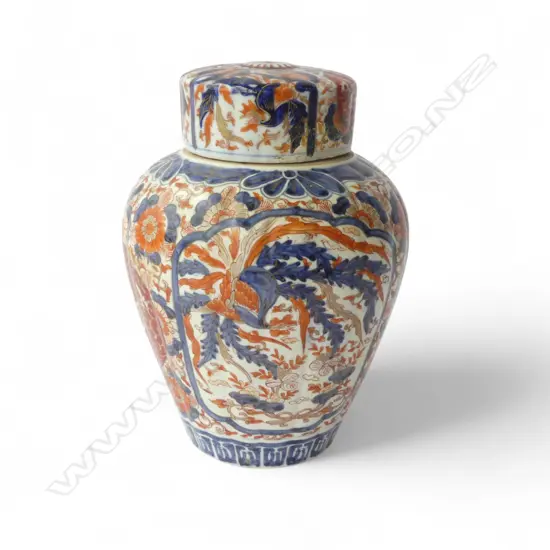 JAPANESE IMARI LIDDED VASE H.240mm LID REPAIRED