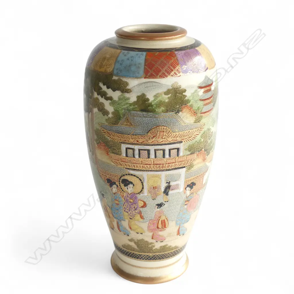 VINTAGE SATSUMA VASE FUJI SCENE H230MM Image 1++