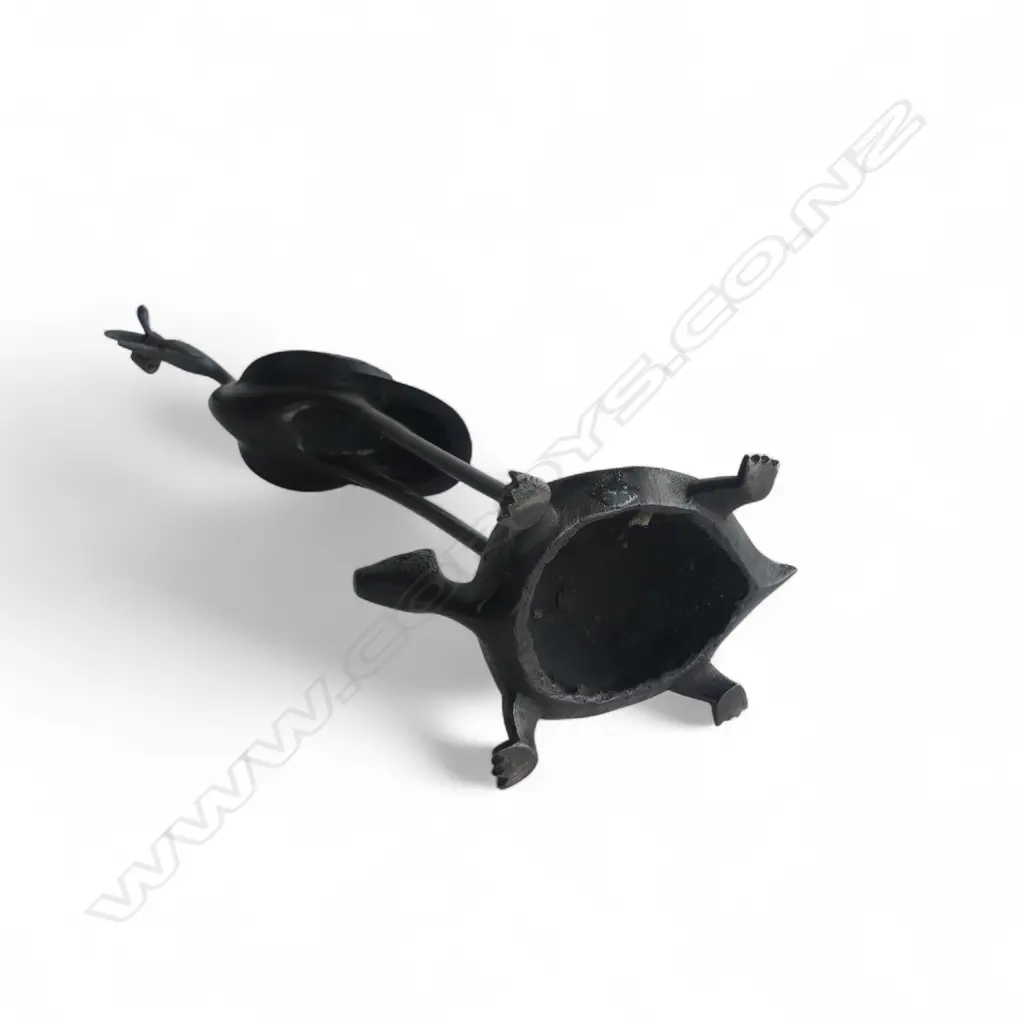 ORIENTAL BRONZE CRANE ON TURTLES BACK H300MM Image 1++