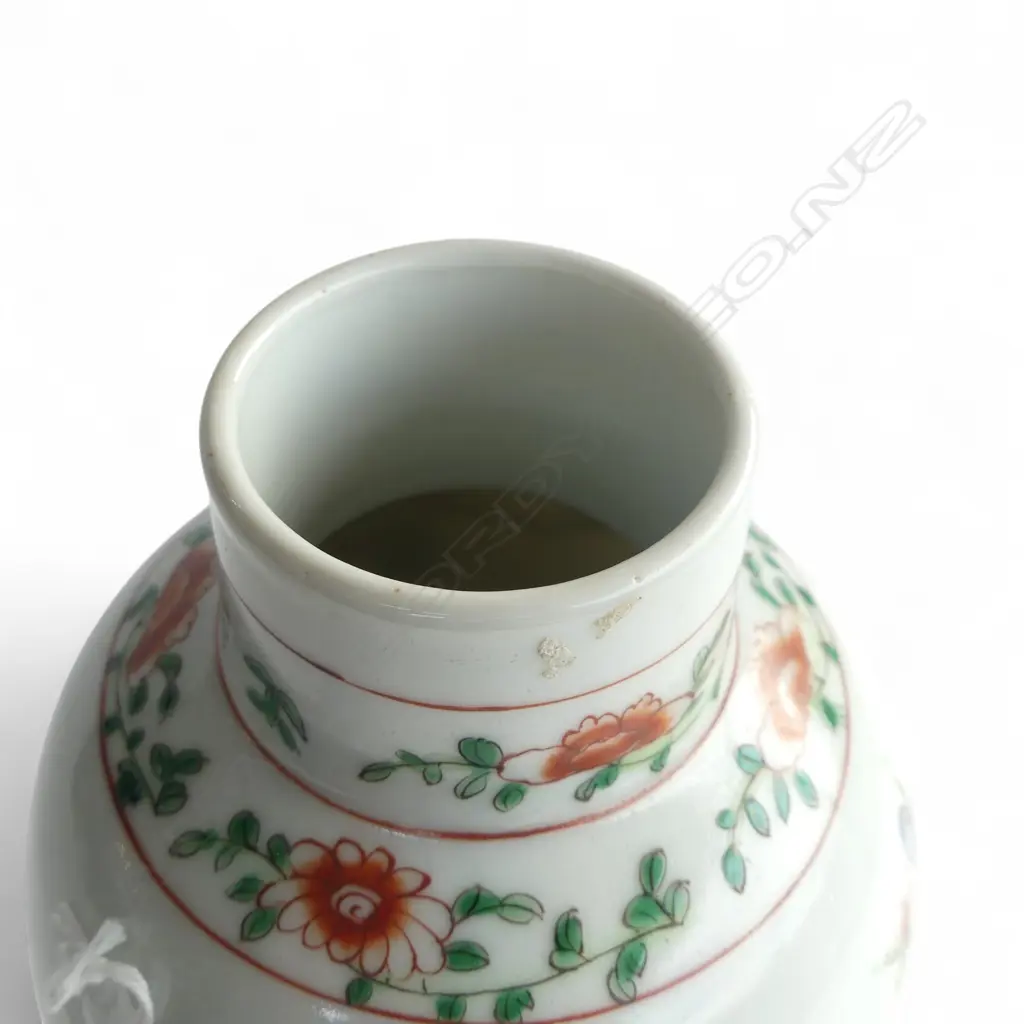 ANTIQUE LIDDED CHINESE FAMILLE ROSE VASE PEACOCK DESIGN H340MM Image 1++