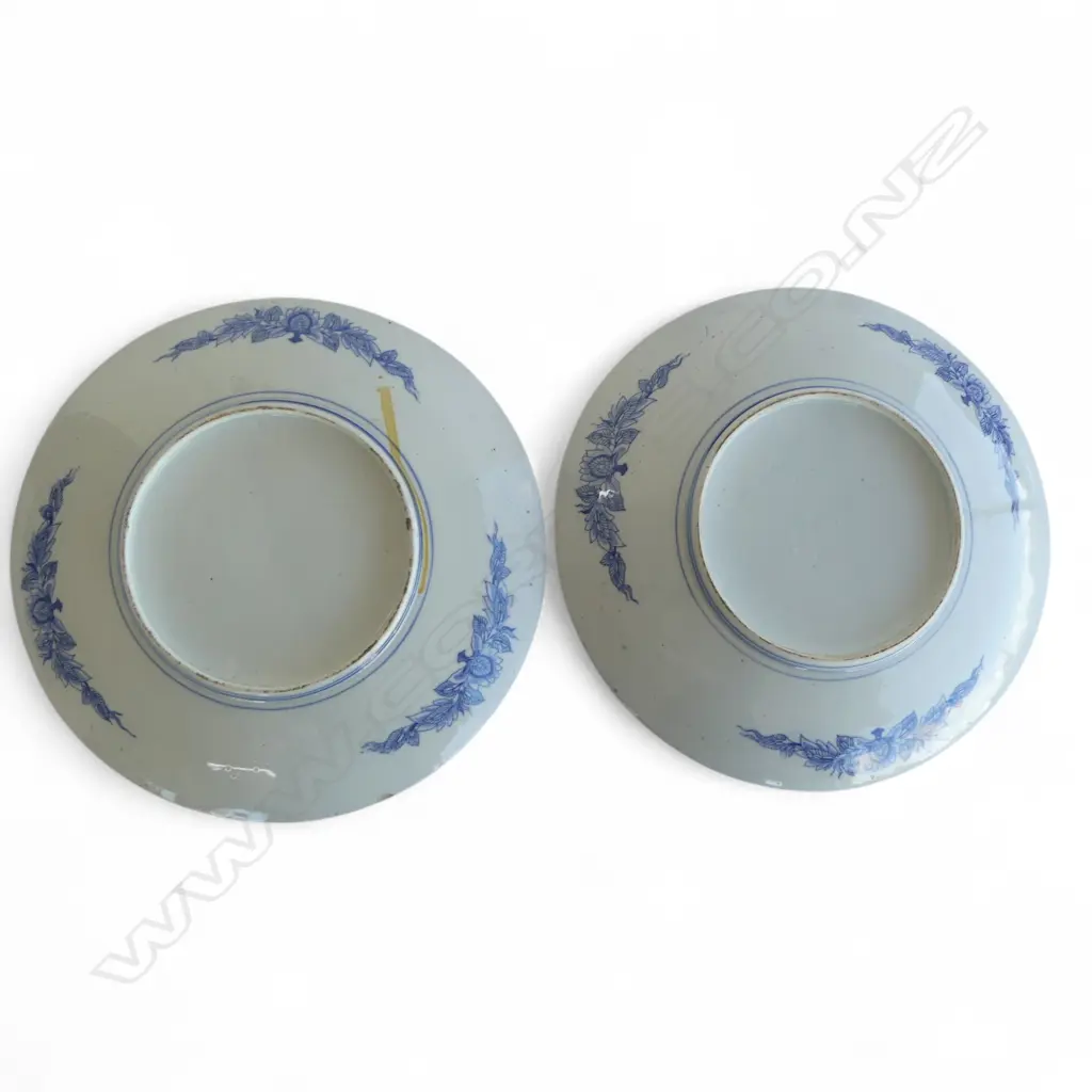 PR ORIENTAL B & W LGE PLATES birds & florals Dia.310mm Image 1++