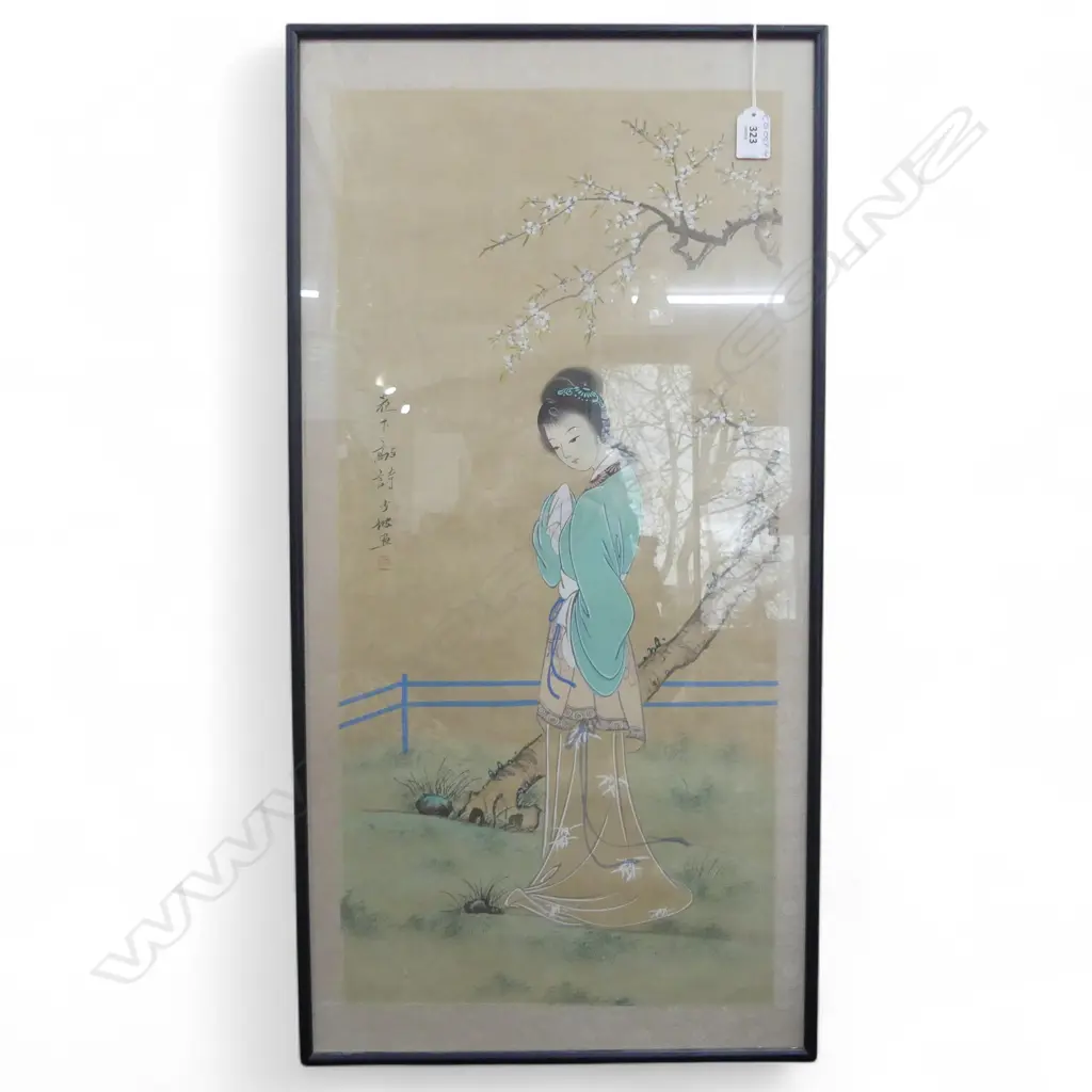 JAPANESE PAINTING ON SILK 680x330mm Image 1++