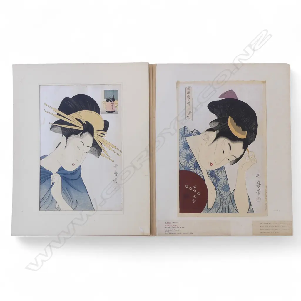 2 EARLY 20thC UTAMARO KITAGAWA UIKIYO-E WOOKBLOCK PRINTS... Image 1++