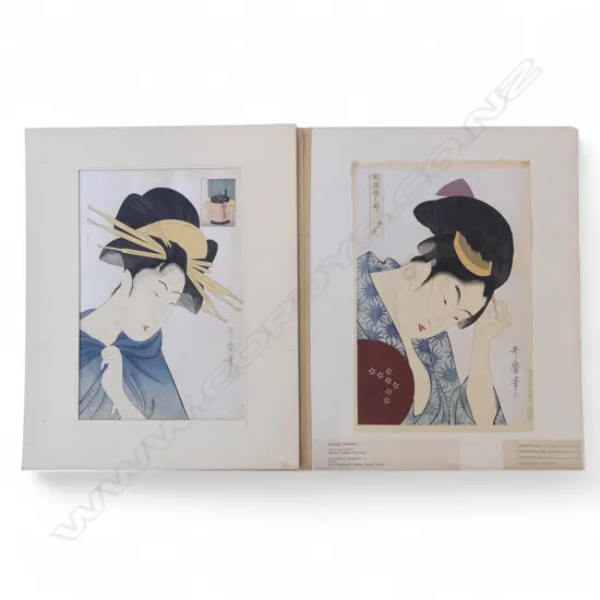 2 EARLY 20thC UTAMARO KITAGAWA UIKIYO-E WOOKBLOCK PRINTS...