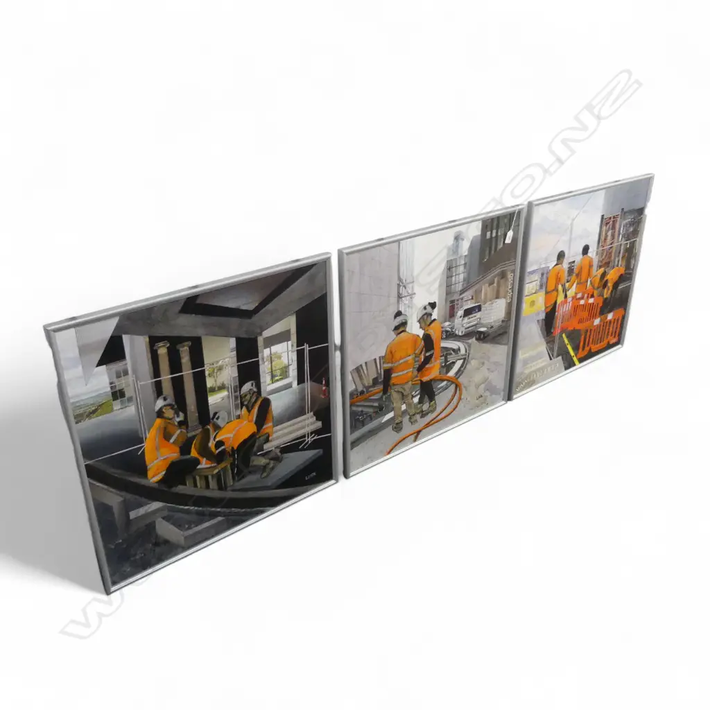 3 MIXED MEDIA WORKS by M. LUSK, 'RENEWAL' SERIES, MIXED MEDIA, 590x590mm Image 1++