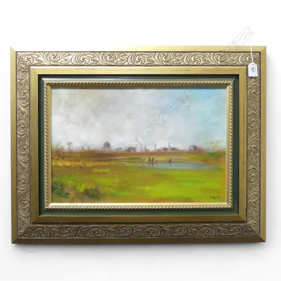 EDUARDO AMATO 'IL LAGHETTO' 1996 OIL ON BOARD SIGNED AND DATED VERSO 295 X 440 MM