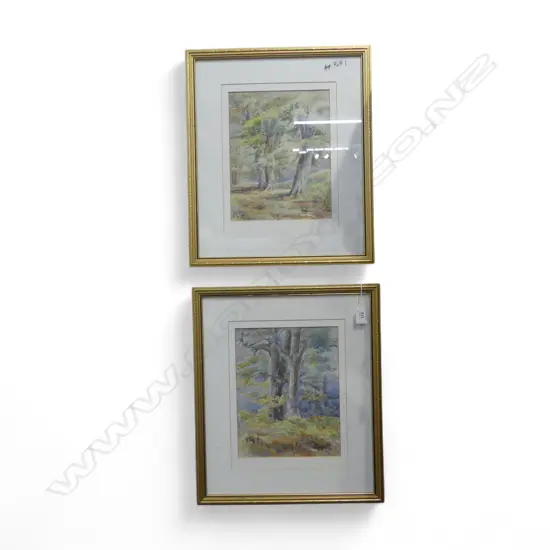 2 FRAMED UNSIGNED PAINTINGS, W/C, BY THE SAME ARTIST, 280x220mm