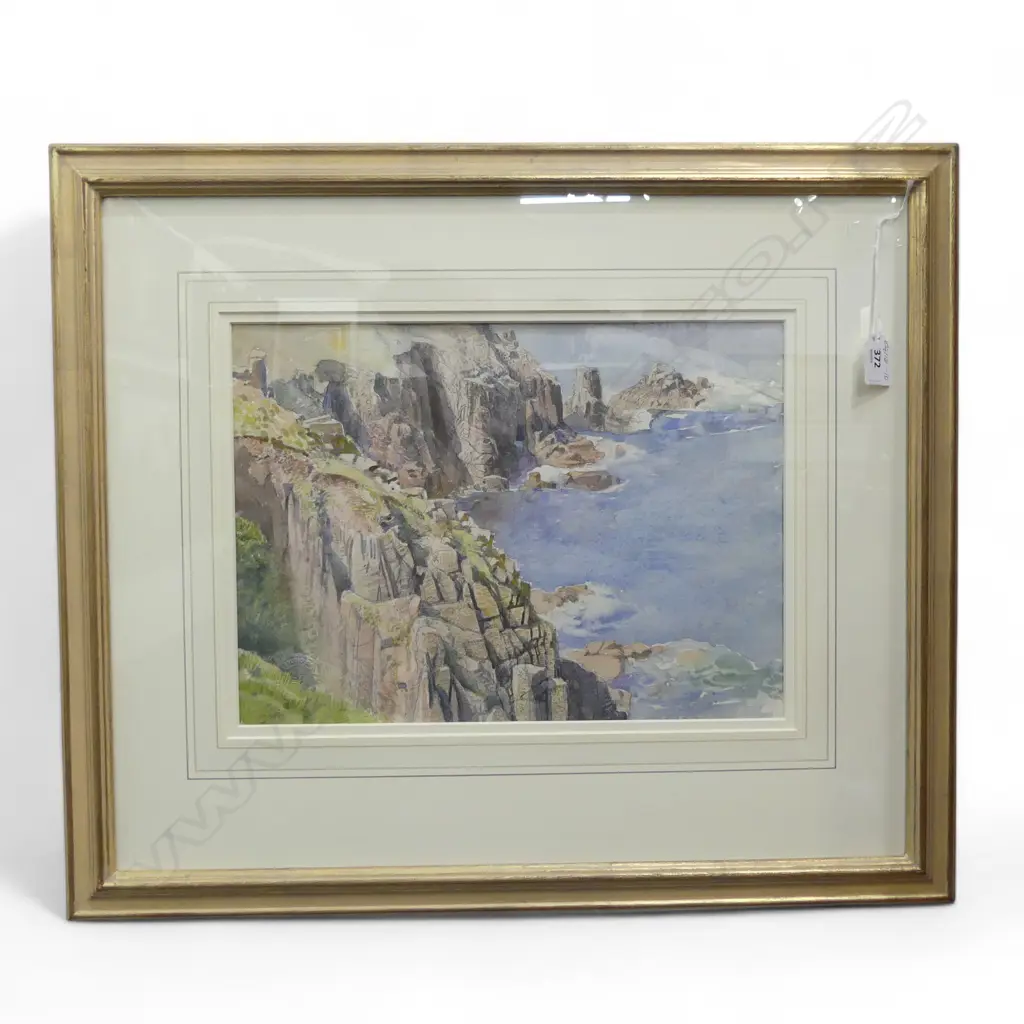ELEANOR MARY HUGHES, 'CRAGGY FORESHORE, LAND'S END, CORNWALL', PEN & W/C, 280 x 380mm Image 1++