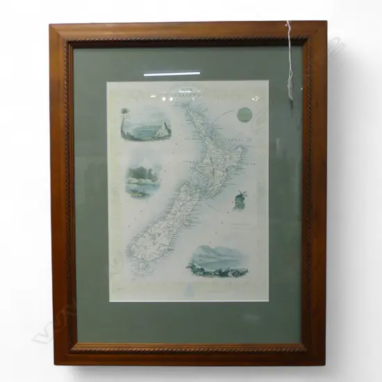JOHN TALLIS & CO; MODERN MAP PRINT OF EARLY NZ 370x260mm