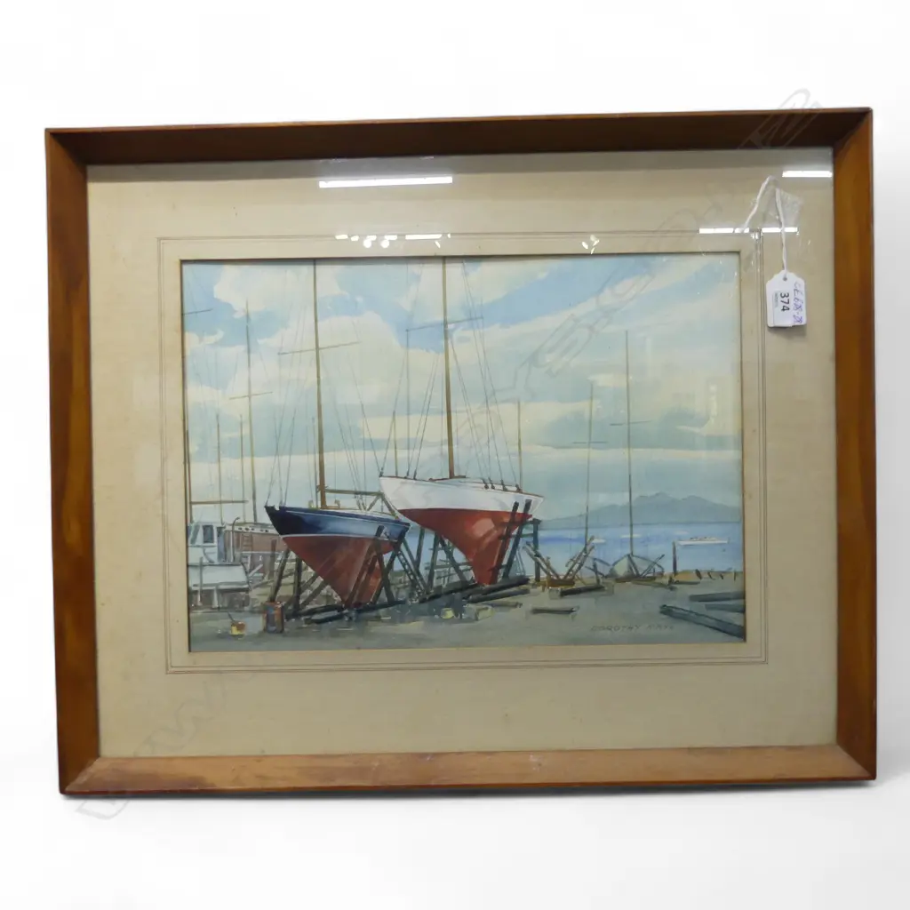 DOROTHY MAYS Watercolour 'OKAHU BAY' signed detailed & entitled on reverse 260 x 270mm Image 1++