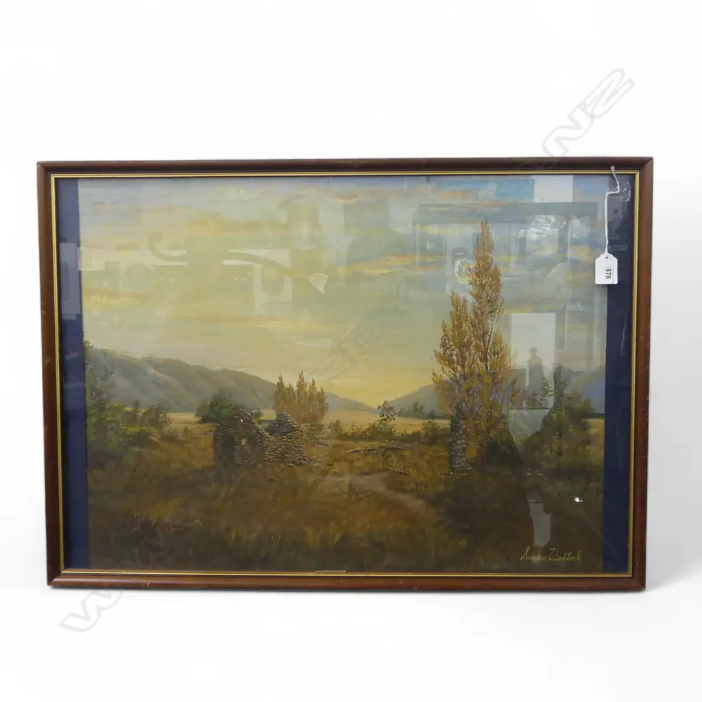 FRAMED OIL SOUTH ISLAND STONE RUINS SIGNED SANDRA WEDLOCK H430 L670MM Image 1++