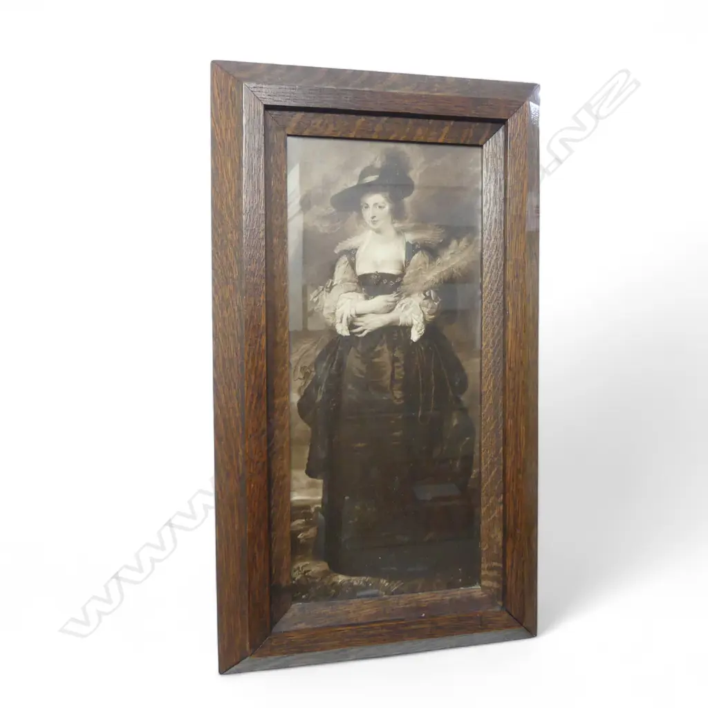 PRINT IN OAK FRAME; RUBENS (1577-1640) PORTRAIT OF HELENA FOURMENT 380x165mm Image 1++