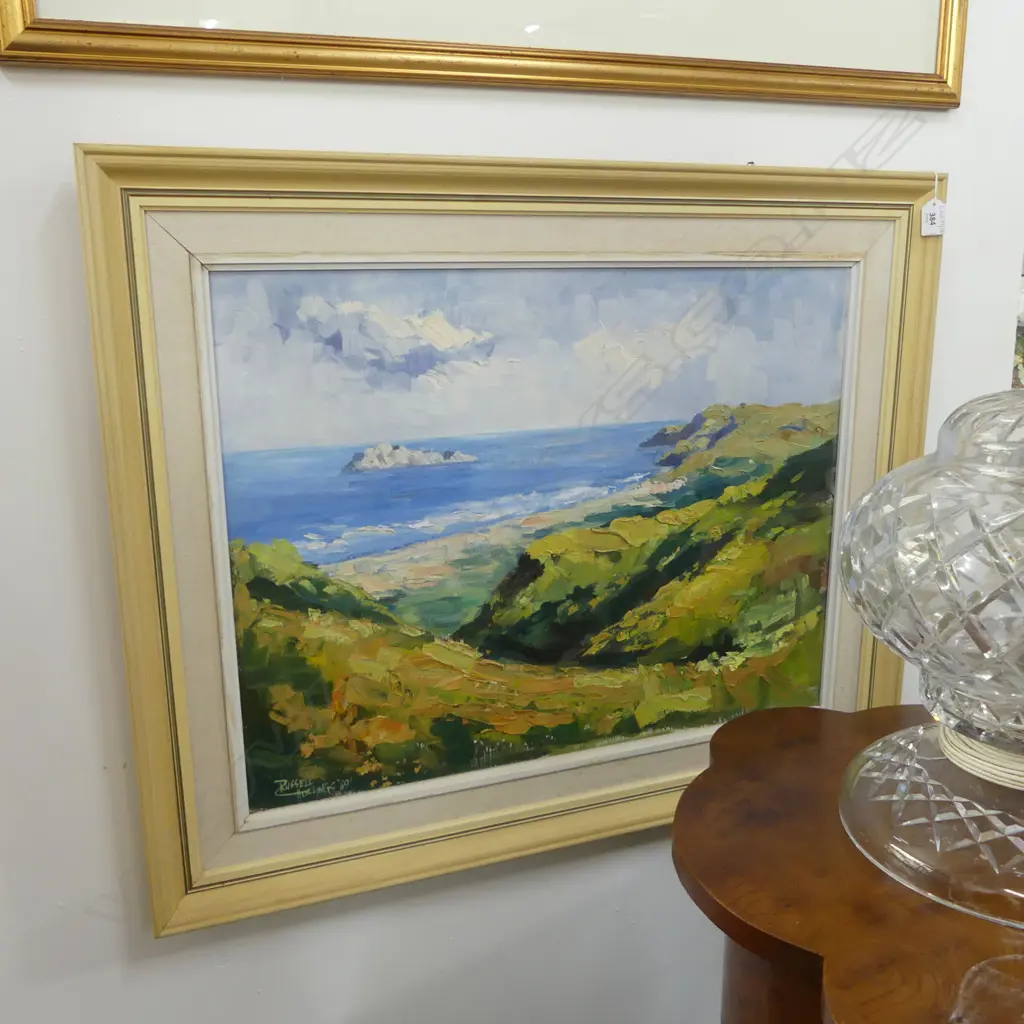 RUSSELL HOLLINGS 'WAIMARAMA BEACH HAWKES BAY' OIL ON CANVAS '69 495x650mm Image 1++
