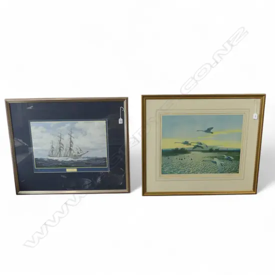 TWO FRAMED REPRO PRINTS; PETER BILES 'GRACE HARWAR' & PETER SCOTT 'FLYING GEECE' 660 x 780 &  700 x 790mm (w frames)