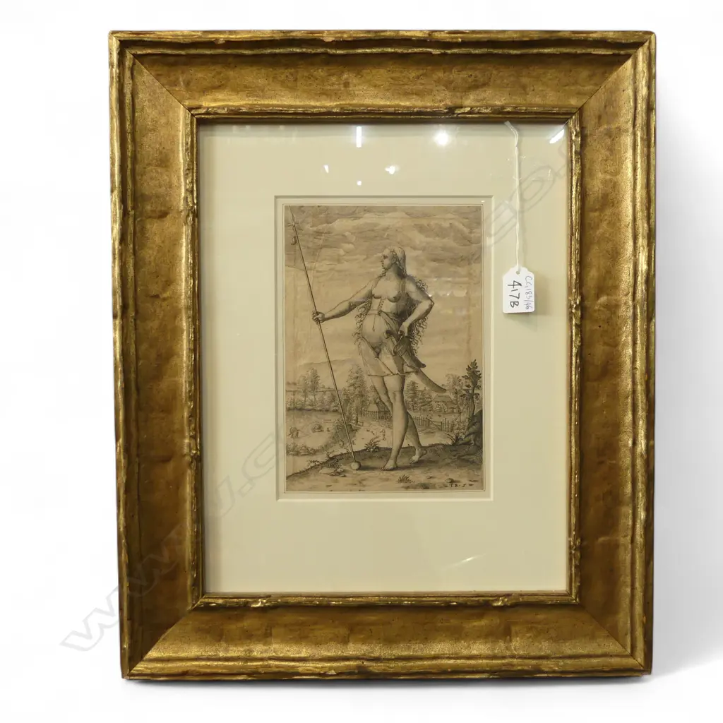 THEODORE DE BRY PICT MAIDEN ETCHING 235x165mm Image 1++