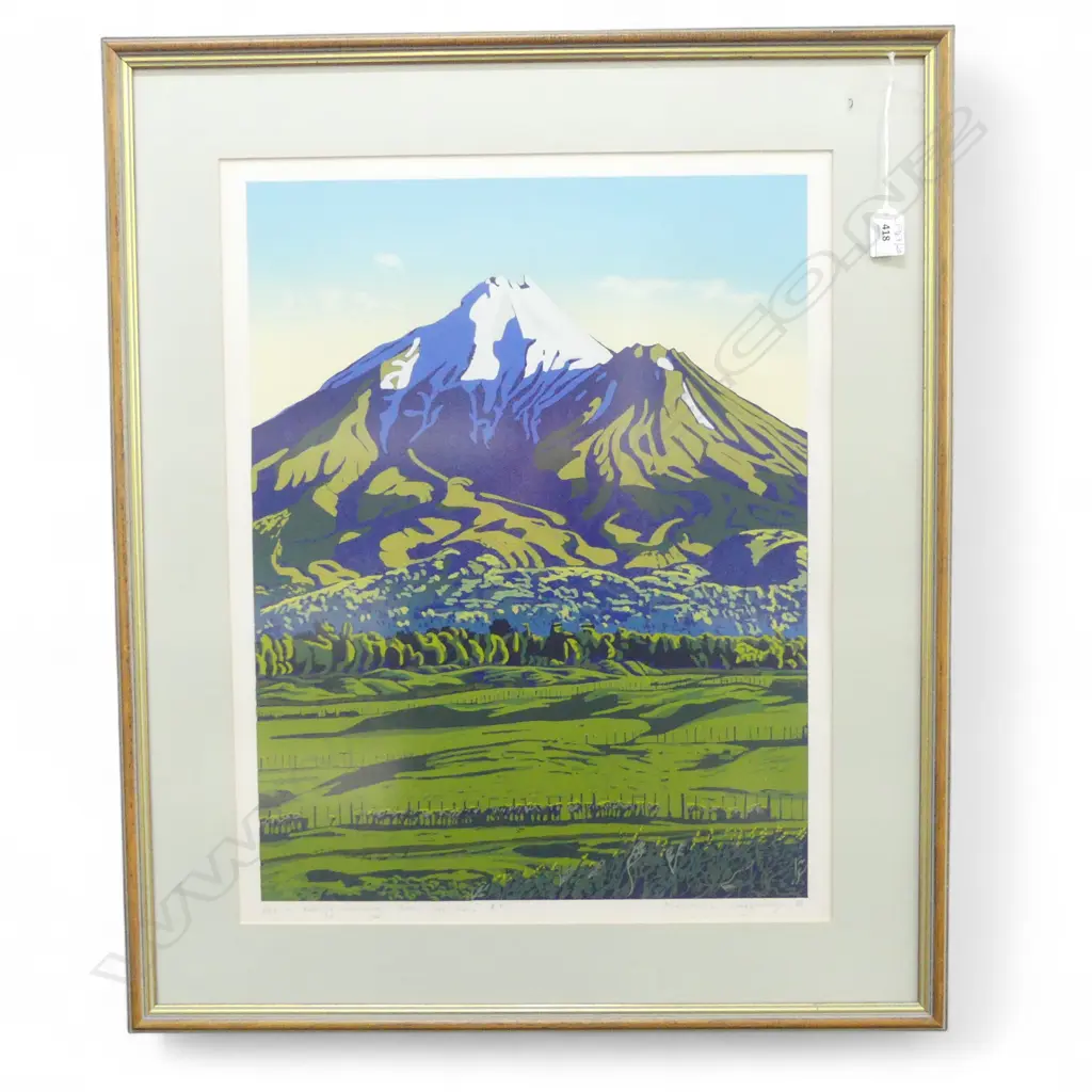 MARIANNE MUGGERIDGE (b. NZ 1952) 'DEC EARLY MORNING FROM OEO RD' (MOUNT TARANAKI) AP SCREEN PRINT '91 585x460mm Image 1++