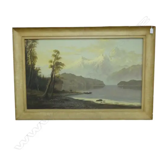 E. G. EDWARDS, LAKE TE ANAU, OIL ON CANVAS 550x905mm