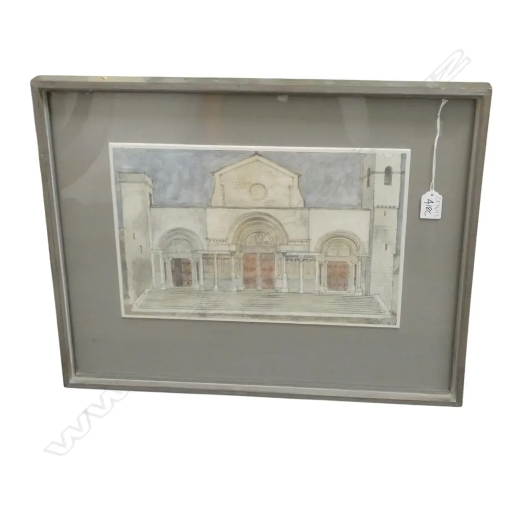 VALERIE THORNTON 'CHURCH AT ST GILLES' WC '75 235x360mm Image 1++