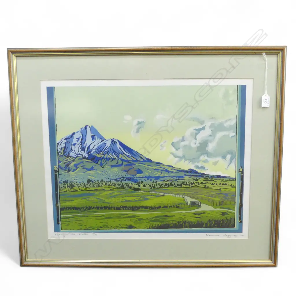 MARIANNE MUGGERIDGE (b. NZ 1952) 'MIDDAY MID WINTER' (MOUNT TARANAKI) SCREEN PRINT 15/16 '92 465x600mm Image 1++