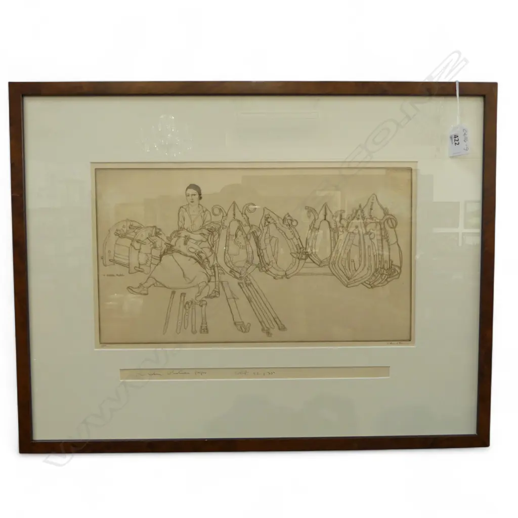 SIR WILLIAM RUSSELL FLINT (1880-1969), 'SADDLERY of the DORDOGNE', dry point etching, 210 X 380mm Image 1++
