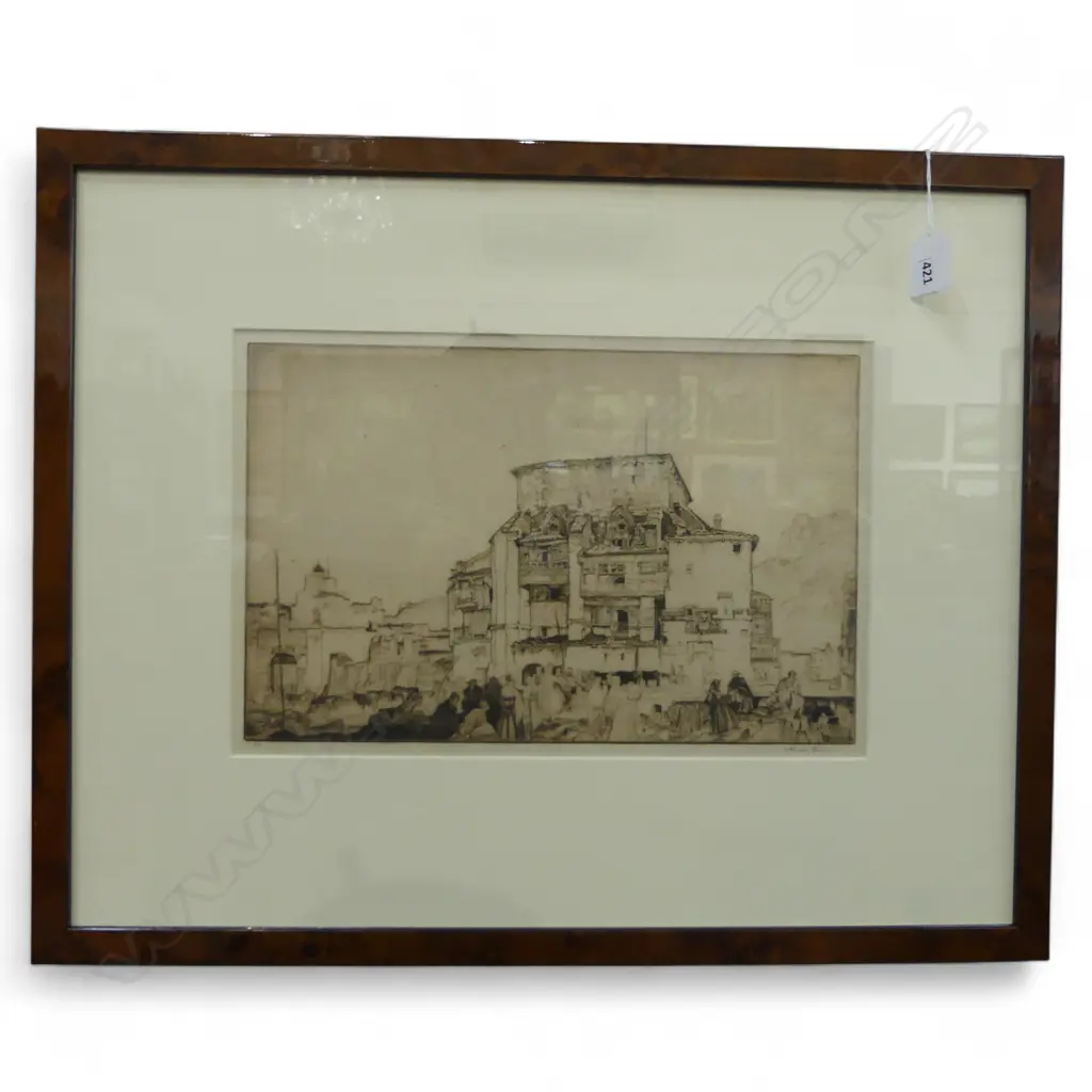 SIR WILLIAM RUSSELL FLINT (1880-1969), 'A DWELLING IN ARAGON', dry point etching, 220 x 340mm Image 1++