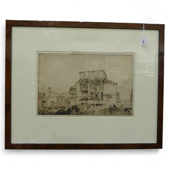 SIR WILLIAM RUSSELL FLINT (1880-1969), 'A DWELLING IN ARAGON', dry point etching, 220 x 340mm