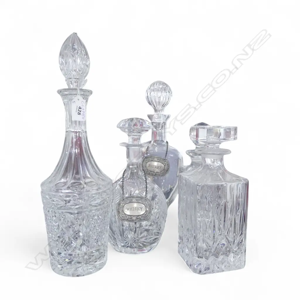 5 CRYSTAL DECANTERS H.370mm + 2 EP LABELS Image 1++