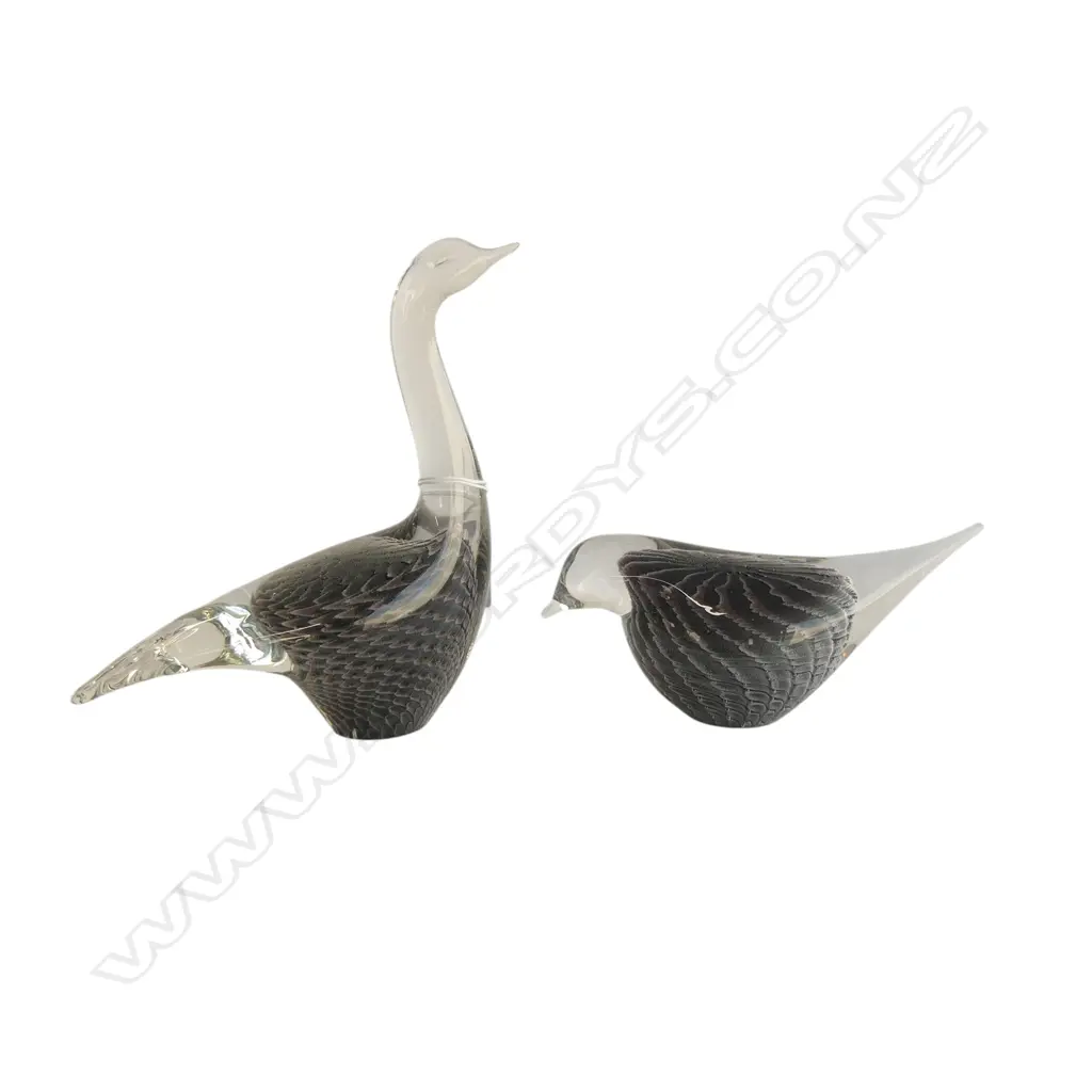 2 SWEDISH ART GLASS BIRDS: FARE-MARCOLIN FOR FM KONSTGLAS, SIGNED H.180mm Image 1++
