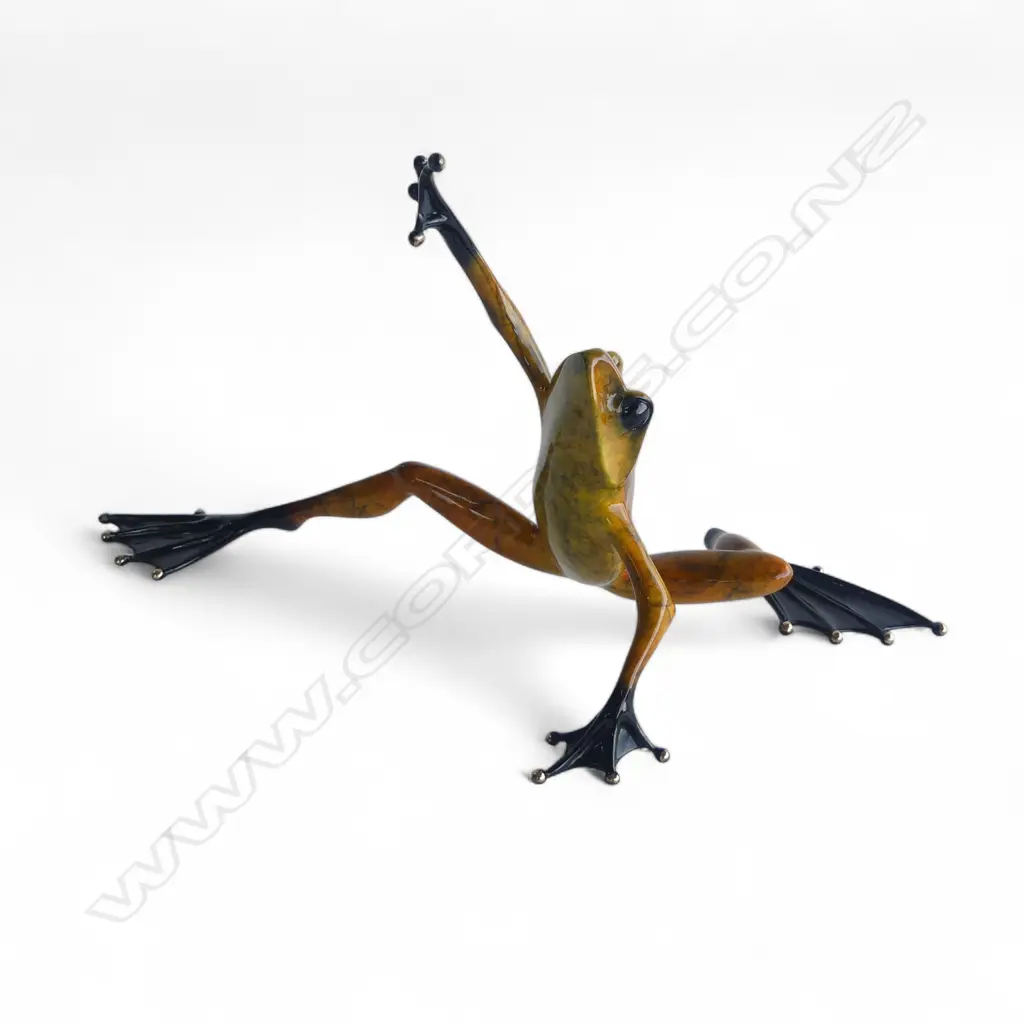 TIM COTTERILL 'HIGH DIVE' BRONZE & ENAMEL FROG, 1042/5000 W.360mm Image 1++