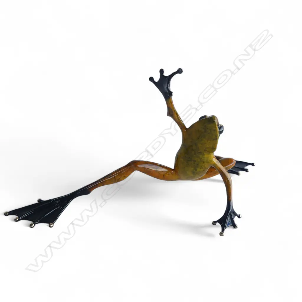 TIM COTTERILL 'HIGH DIVE' BRONZE & ENAMEL FROG, 1042/5000 W.360mm Image 1++