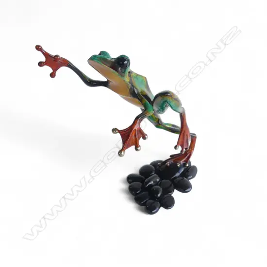 TIM COTTERILL 'LEAPFROG' BRONZE & ENAMEL, 4080/5000 H.255mm