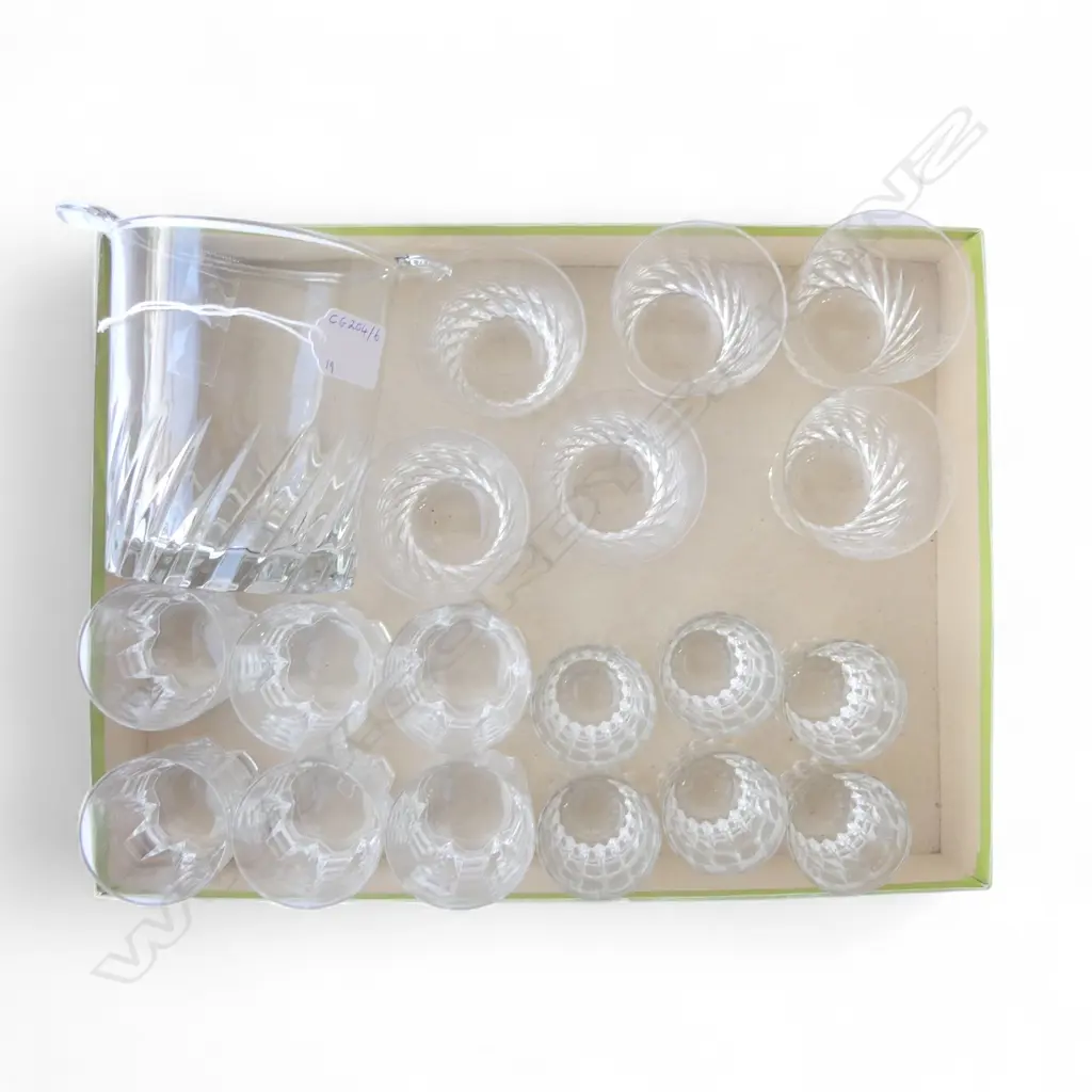 THREE SETS OF 6 SMALL CRYSTAL WHISKY TUMBLERS & ICE BUCKET  Image 1++