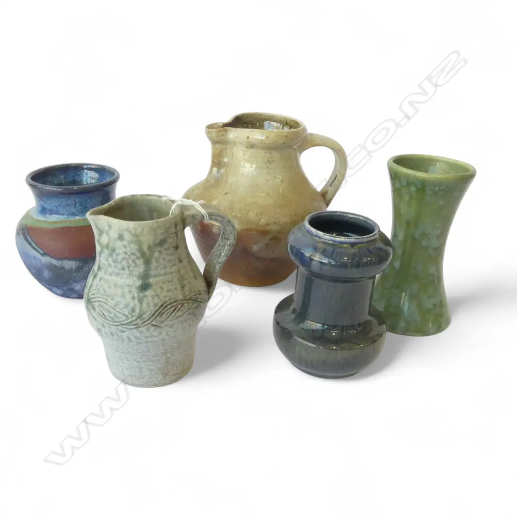 FIVE PIECES NZ POTTERY H.180mm Incl. ANDREW VAN DER PUTTEN Image 1++