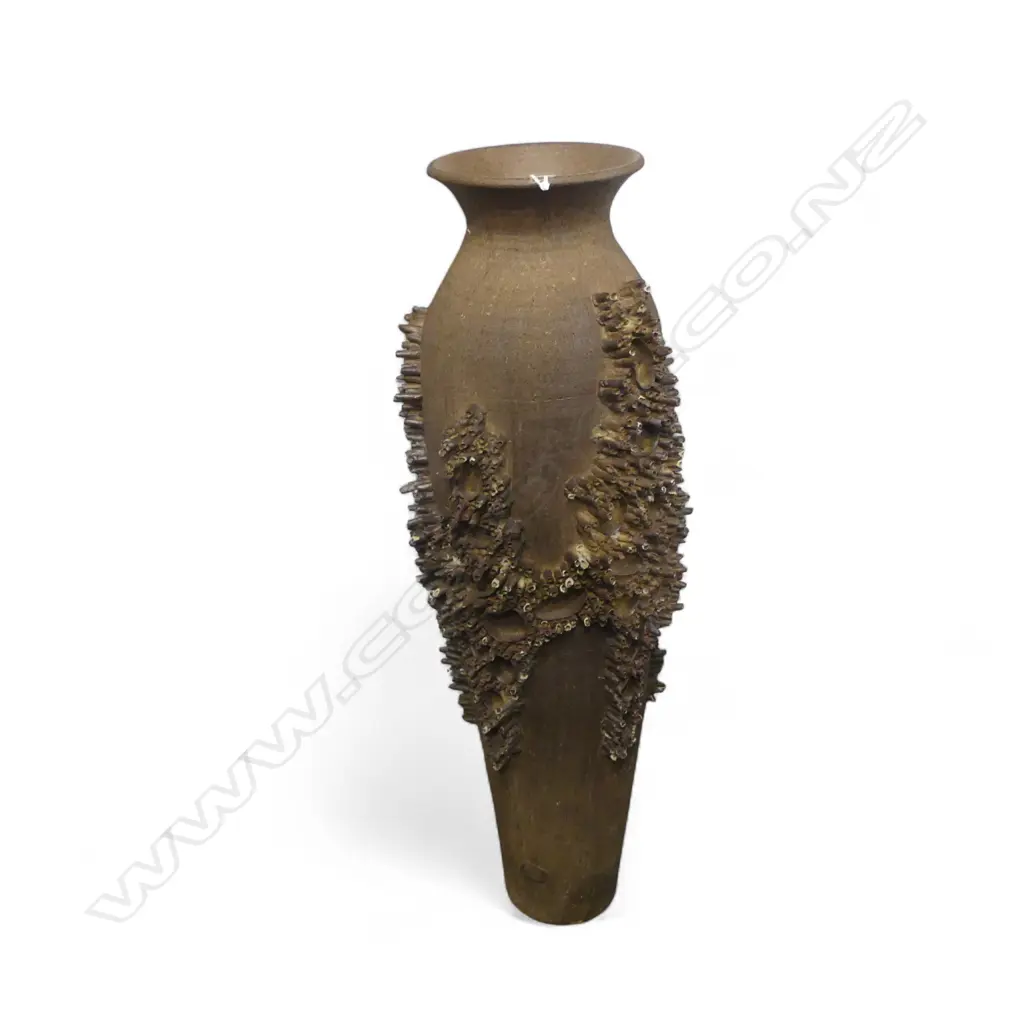 TALL SCULPTED CHINESE STUDIO ART POTTERY VASE multiple fine tube protrusions some damage H.860mm A.F Image 1++