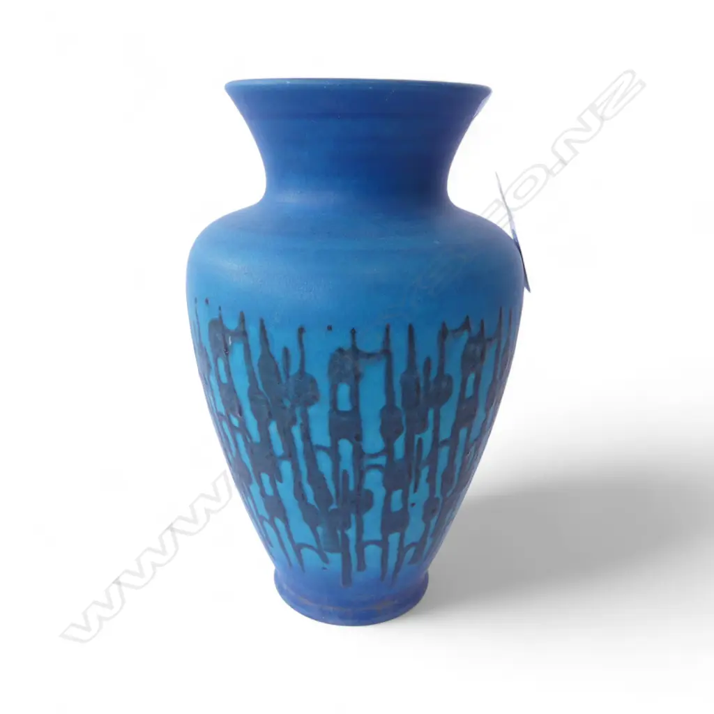 RETRO GERMAN BLUE CERAMIC VASE H.310mm Image 1++