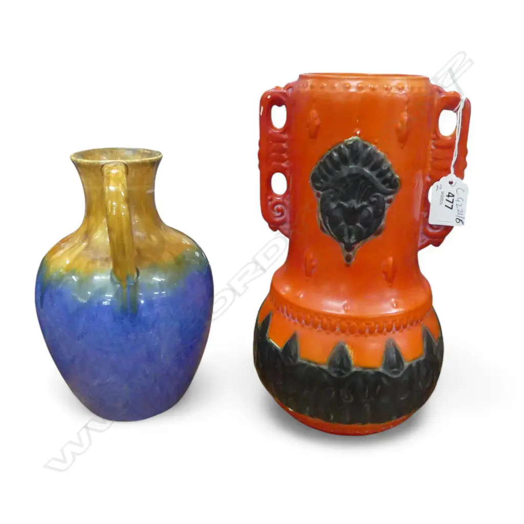 2 VASES; RETRO RED H.260mm, REGAL ARTWARE SYDNEY Image 1++