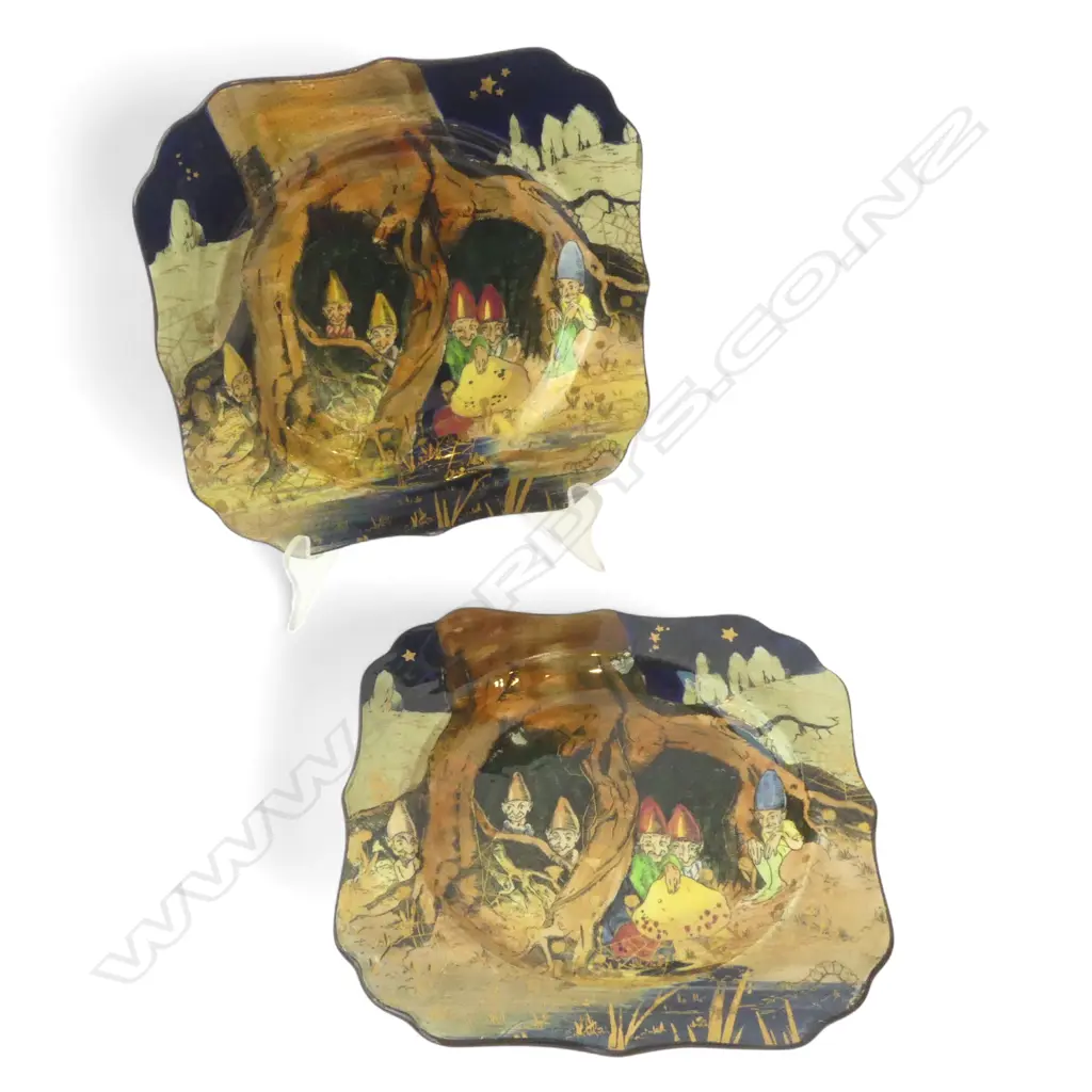 2 ROYAL DOULTON GNOME WARE PLATES 200x200mm Image 1++