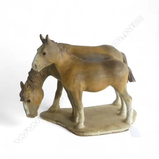 MAUREEN CAMERON STUDIO POTTERY HORSE & FOAL H.235mm