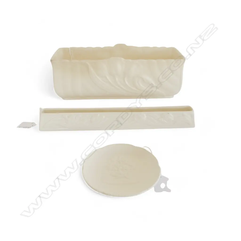 3 PCS SPODE VELAMOUR; LRG TROUGH VASE #K812, L.310mm, SML DISH & LOW TROUGH VSE Image 1++