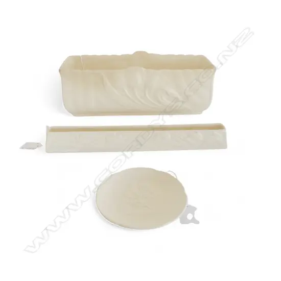 3 PCS SPODE VELAMOUR; LRG TROUGH VASE #K812, L.310mm, SML DISH & LOW TROUGH VSE