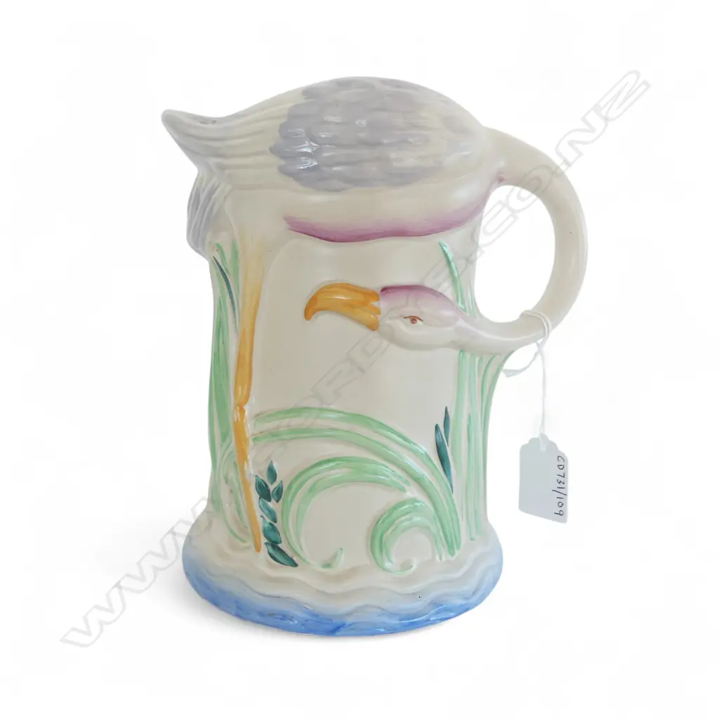 CLARICE CLIFF FLAMINGO JUG H190MM Image 1++