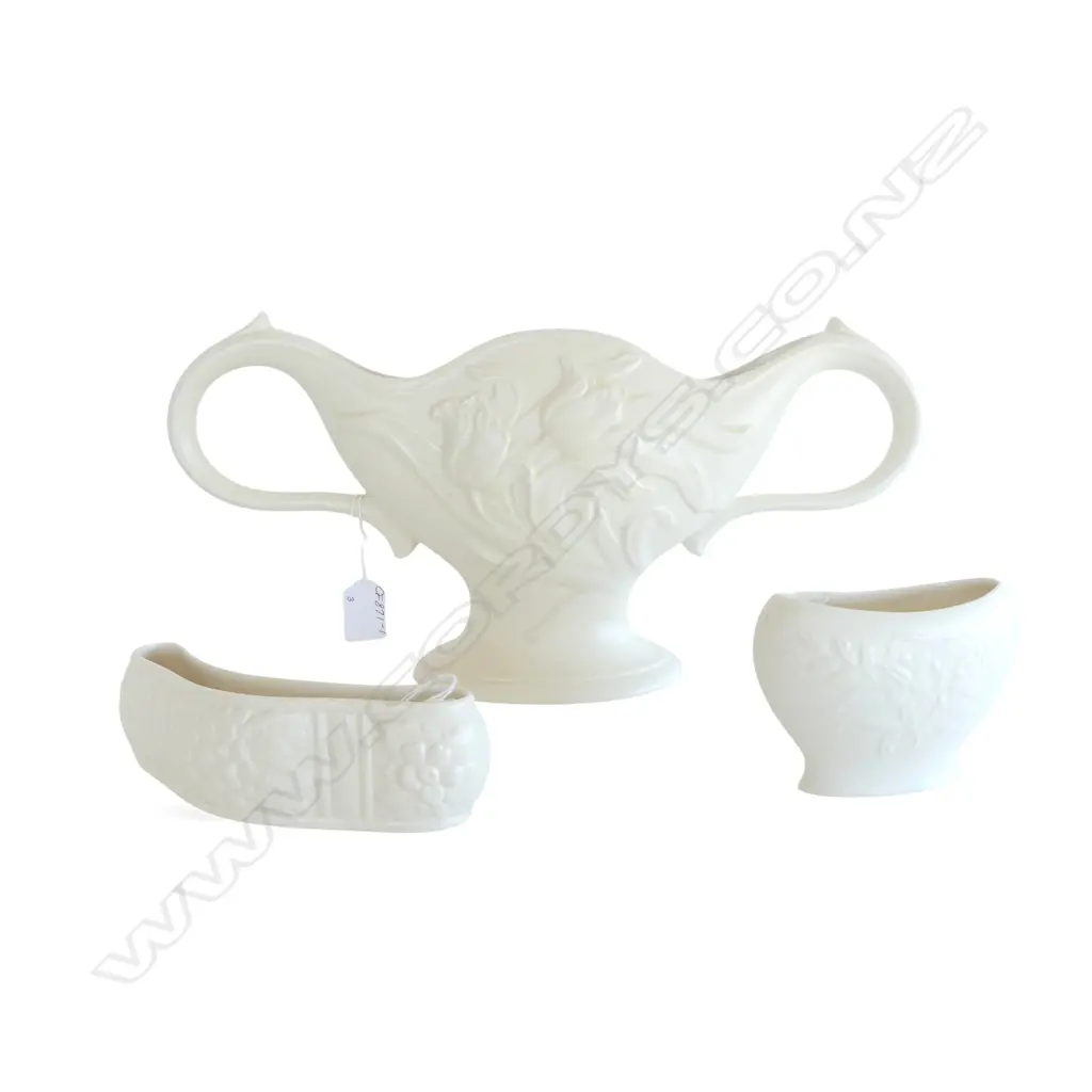 3 PCS SPODE VELAMOUR; LRG MANTLE VASE #K843, W.400 x 200mm & 2 SML VASES Image 1++