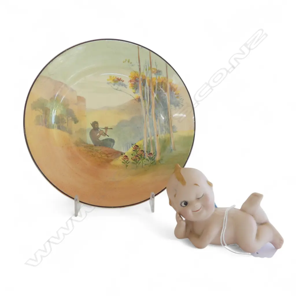 Bisque KEWPIE DOLL & DOULTON PAN PLATE Dia.190mm Image 1++