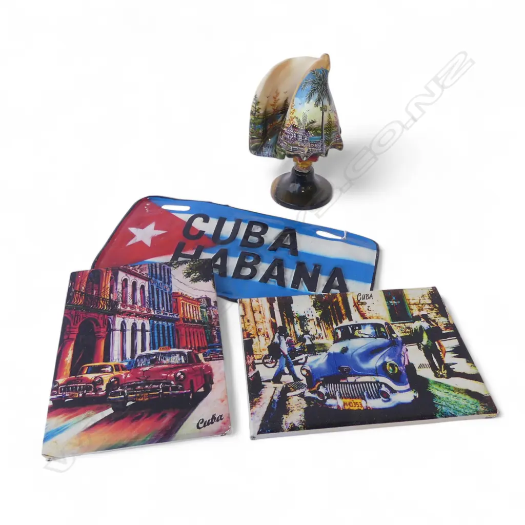 4 CUBAN SOUVENIRS Incl. TIN NUMBERPLATE W.275mm Image 1++