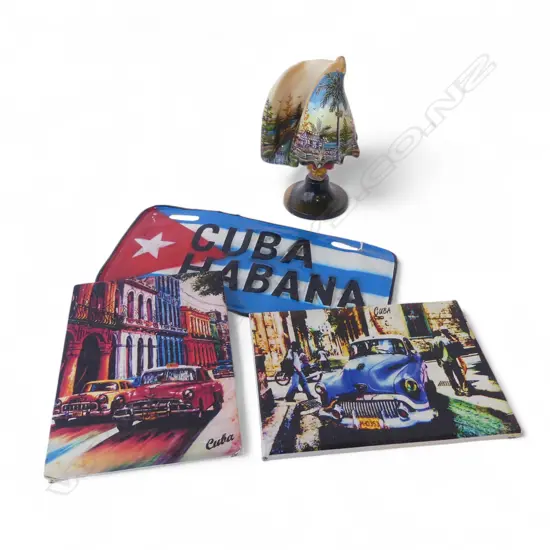 4 CUBAN SOUVENIRS Incl. TIN NUMBERPLATE W.275mm