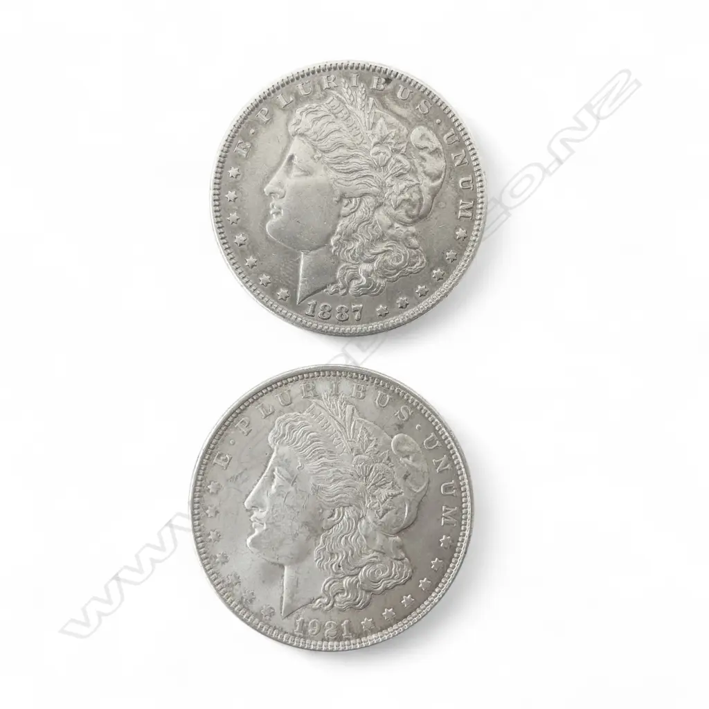 2 AMERICAN SILVER? COINS 40mm dia LIKELY REPRODUCTIONS Image 1++