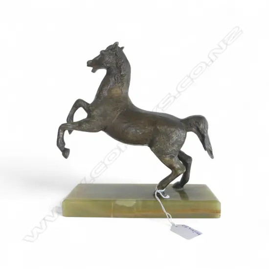 ITALIAN BRONZE HORSE ON ONYX BASE H230MM L210MM