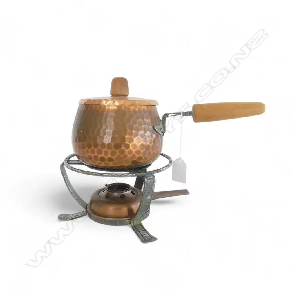 GENUINE UNUSED 1970S COPPER & PEWTER FONDUE SET, H.200mm Image 1++