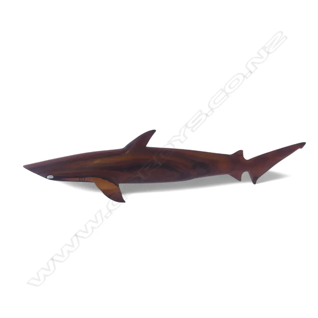 CARVED WOOD SHARK ORNAMENT L.500mm Image 1++