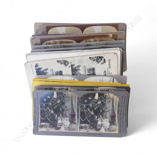 31 STEREOVIEW CARDS – CHRISTMAS, WEDDING, LONDON, LIVERPOOL DOCKS ETC
